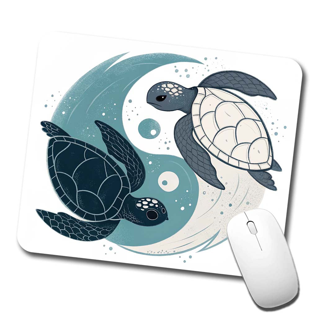 Two Turtles Yin Yang Swimming Low Profile Mouse Pad Mat