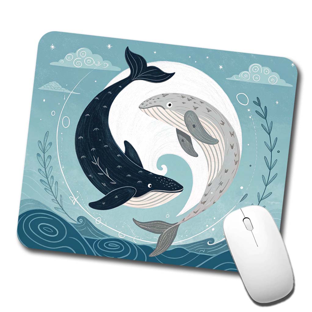 Two Whales Yin Yang Ocean Sky Low Profile Mouse Pad Mat