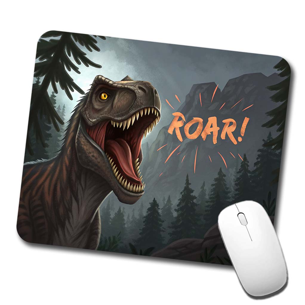 Tyrannosaurus T-Rex Dinosaur Roar Bold Text Low Profile Mouse Pad Mat