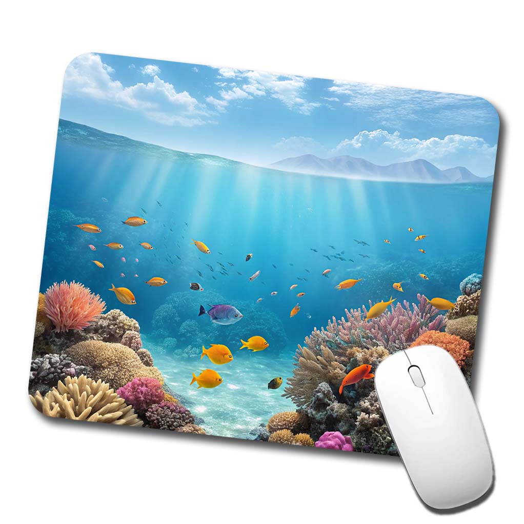 Underwater Scene Tropical Fish Ocean Low Profile Mouse Pad Mat