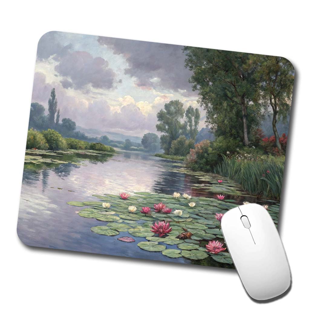 Water Lilies By Claude Monet Inspired Low Profile Mouse Pad Mat