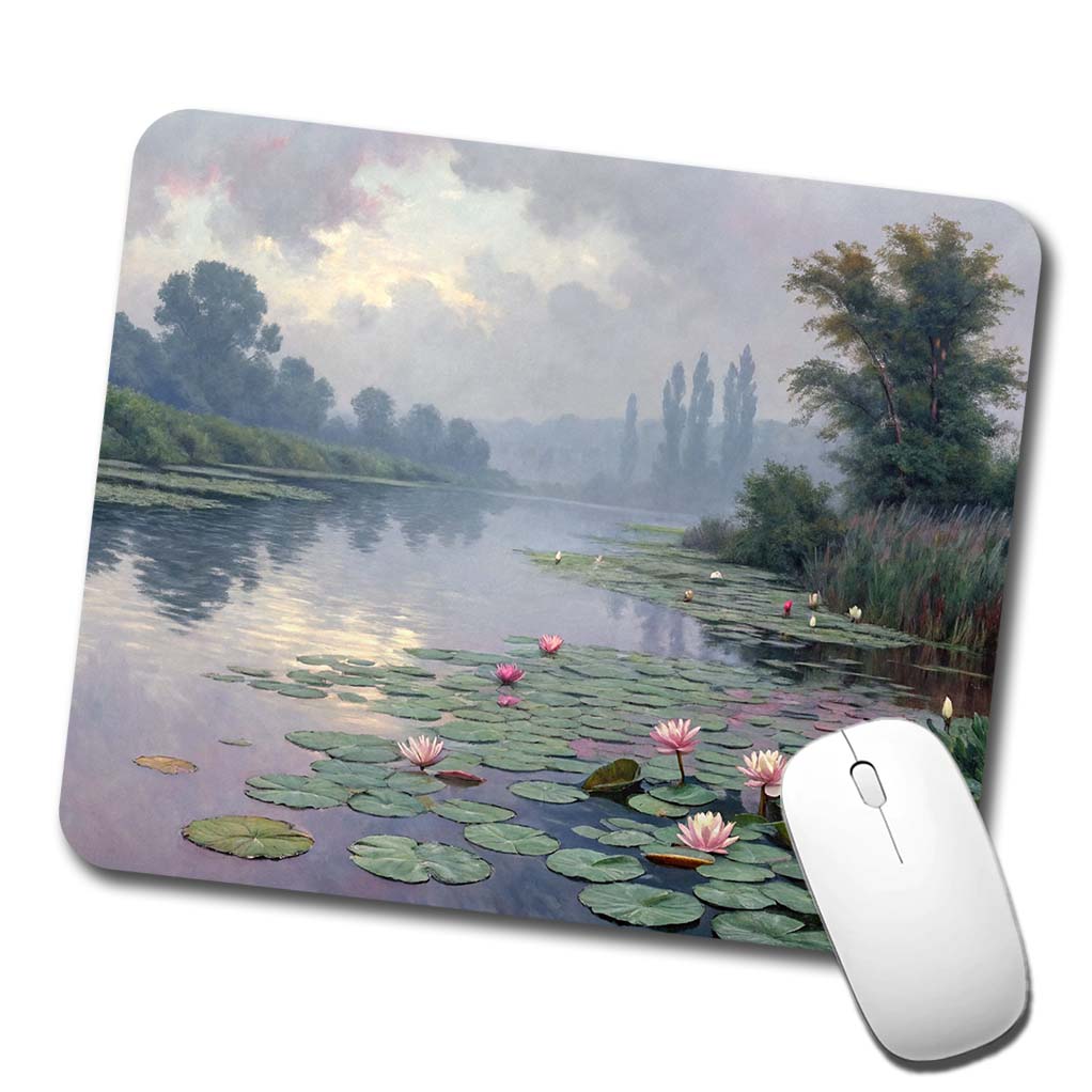 Water Lilies Inspired By Claude Monet Beautiful Low Profile Mouse Pad Mat