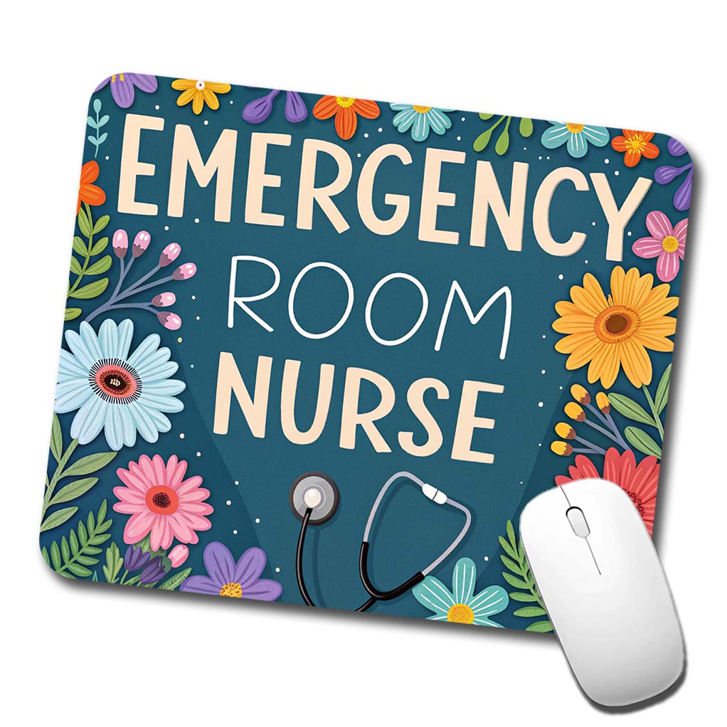 Emergency Room Nurse Appreciation Stethoscope Flowers Low Profile Mouse Pad Mat