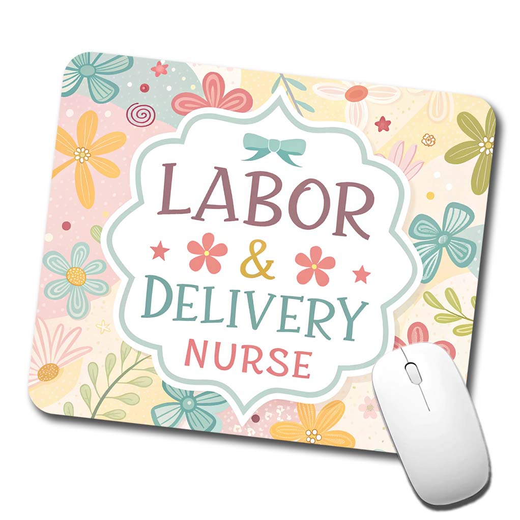 Labor & Delivery Nurse Appreciation Coquette Bows Flowers Low Profile Mouse Pad Mat