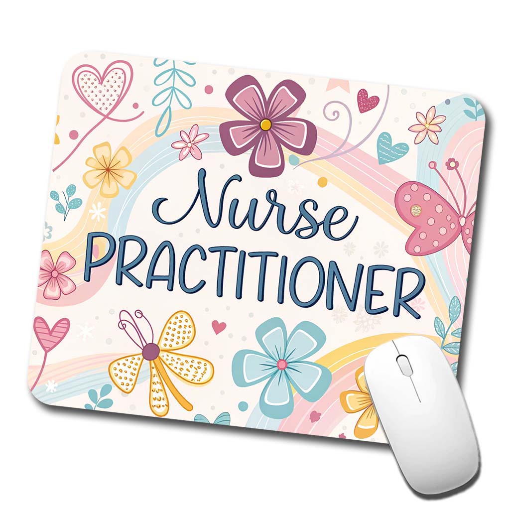 Nurse Practitioner Appreciation Coquette Bows Flowers Low Profile Mouse Pad Mat