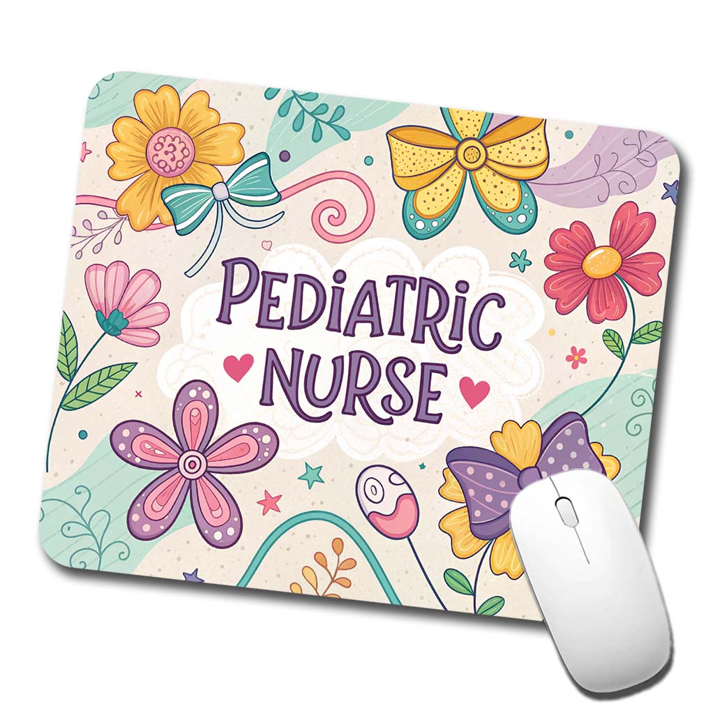 Pediatric Nurse Appreciation Coquette Bows Flowers Low Profile Mouse Pad Mat