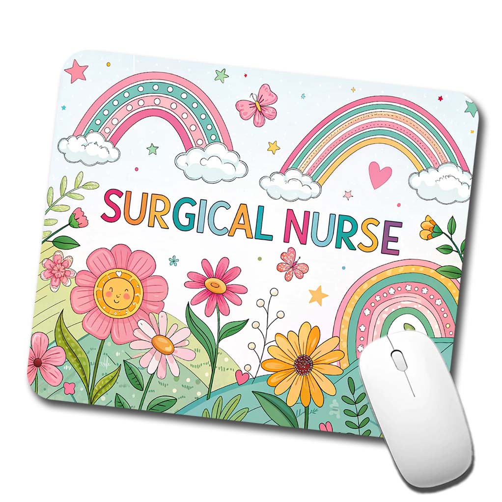 Surgical Nurse Appreciation Coquette Bows Flowers Low Profile Mouse Pad Mat