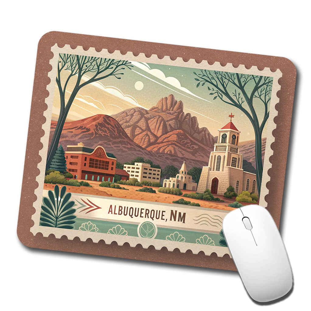 Albuquerque, New Mexico NM Travel City State Stamp Low Profile Mouse Pad Mat