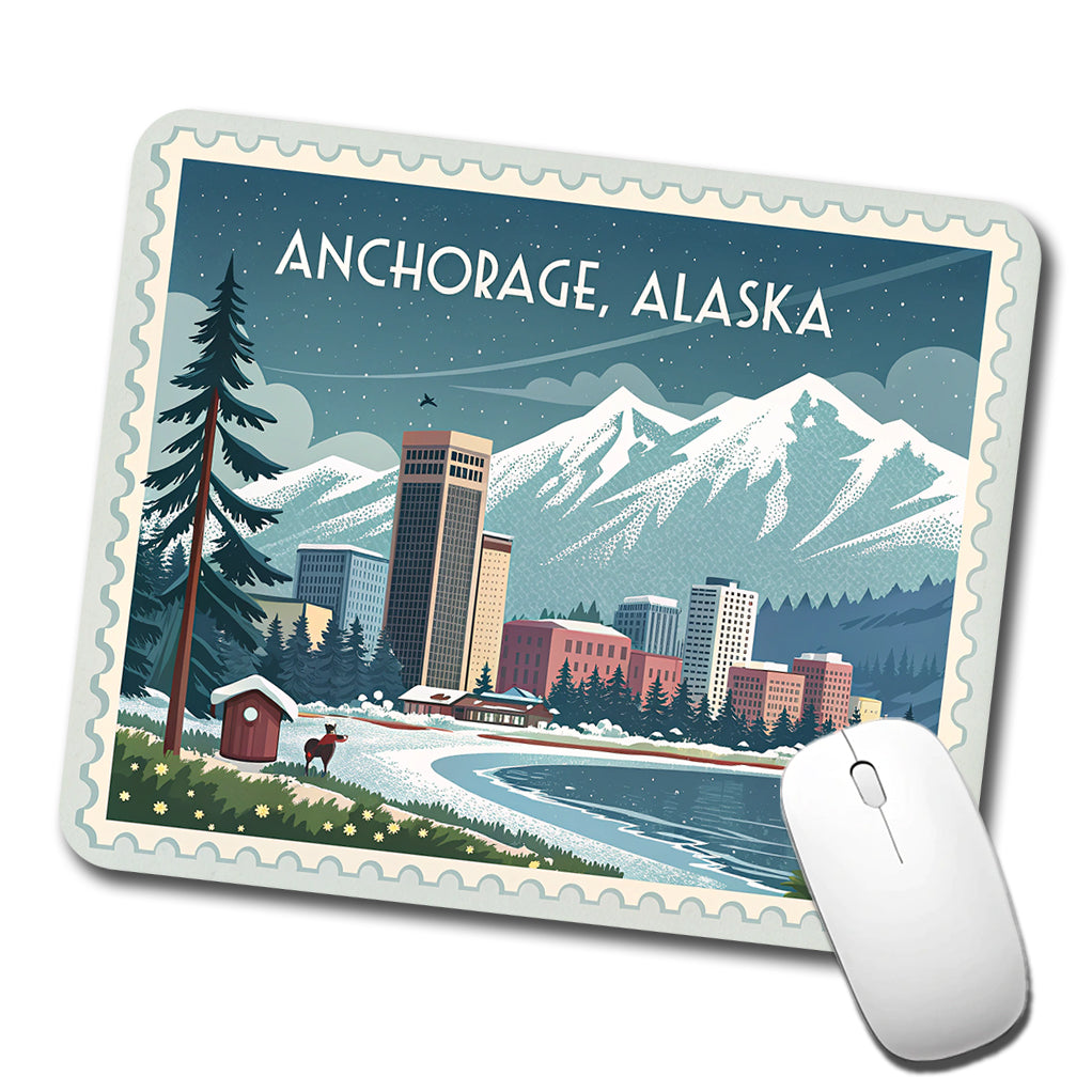 Anchorage, Alaska AK Travel City State Stamp Low Profile Mouse Pad Mat