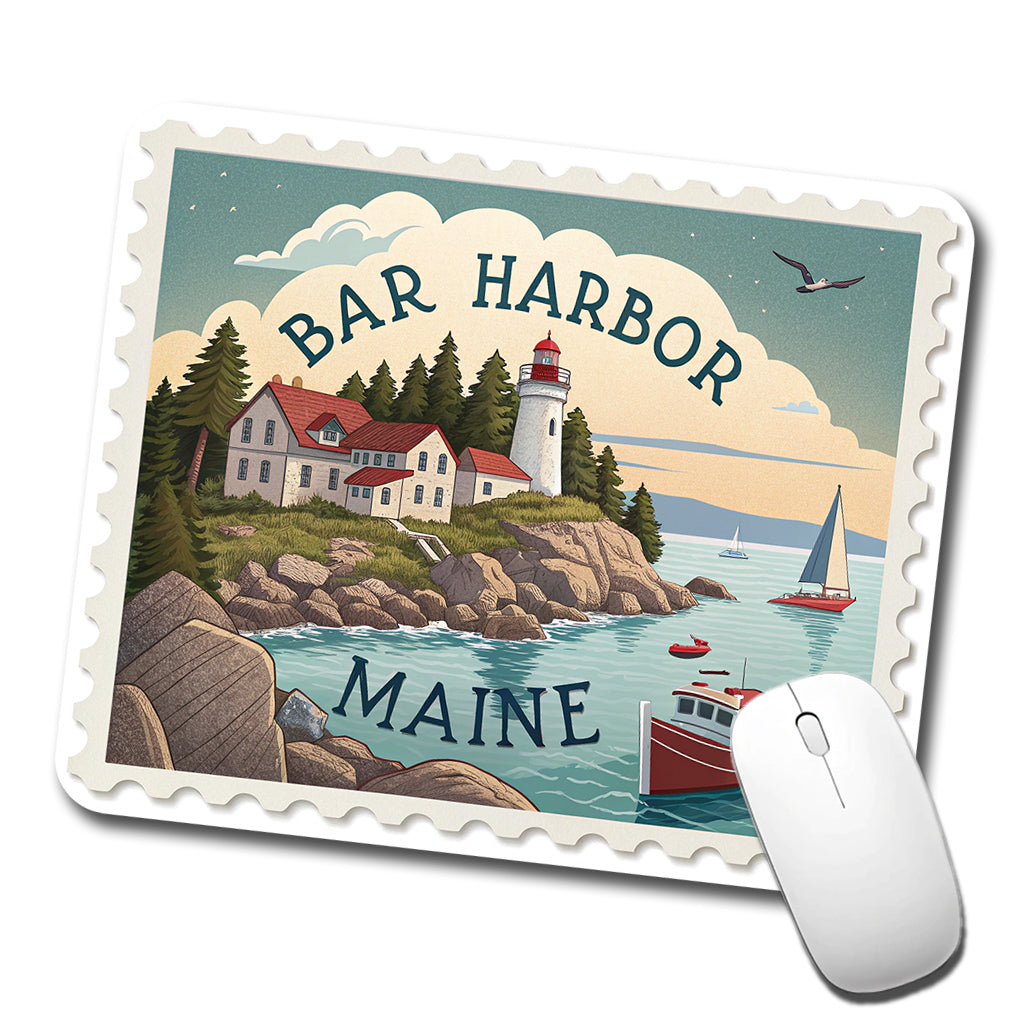 Bar Harbor, Maine ME Travel City State Stamp Low Profile Mouse Pad Mat