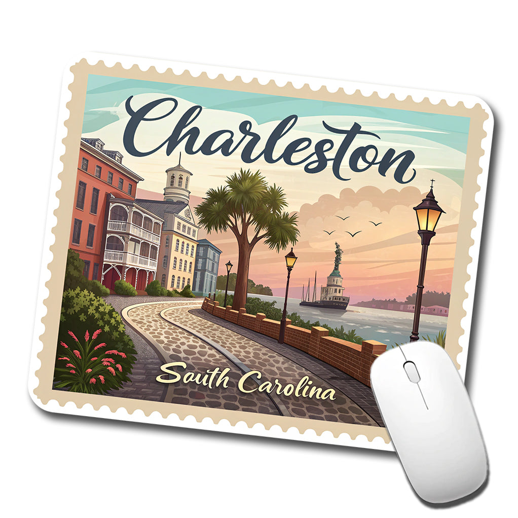 Charleston, South Carolina SC Travel City State Stamp Low Profile Mouse Pad Mat