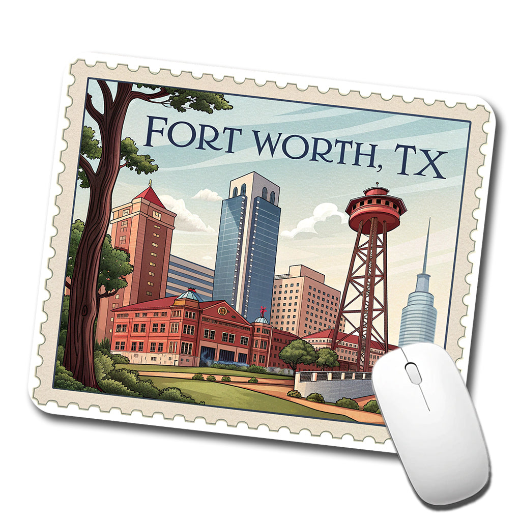 Fort Worth, Texas TX Travel City State Stamp Low Profile Mouse Pad Mat