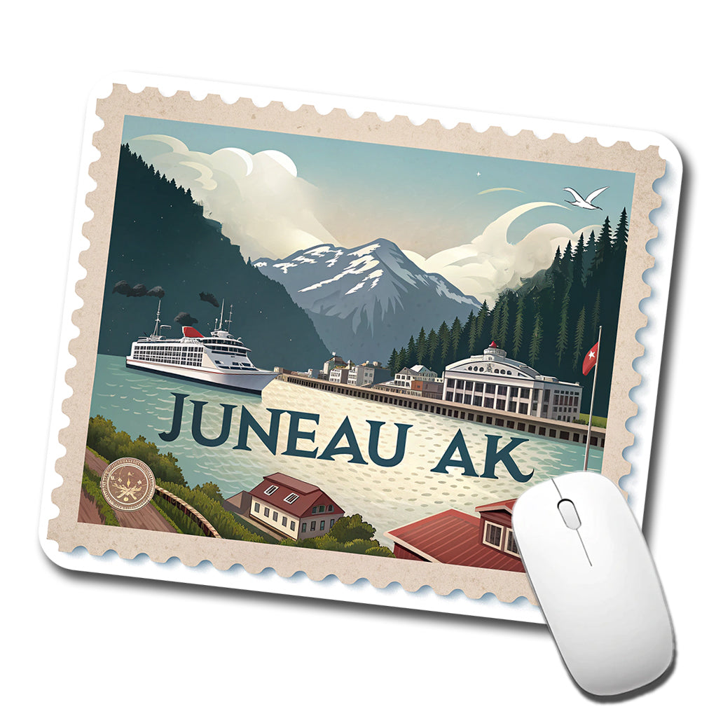 Juneau, Alaska AK Travel City State Stamp Low Profile Mouse Pad Mat