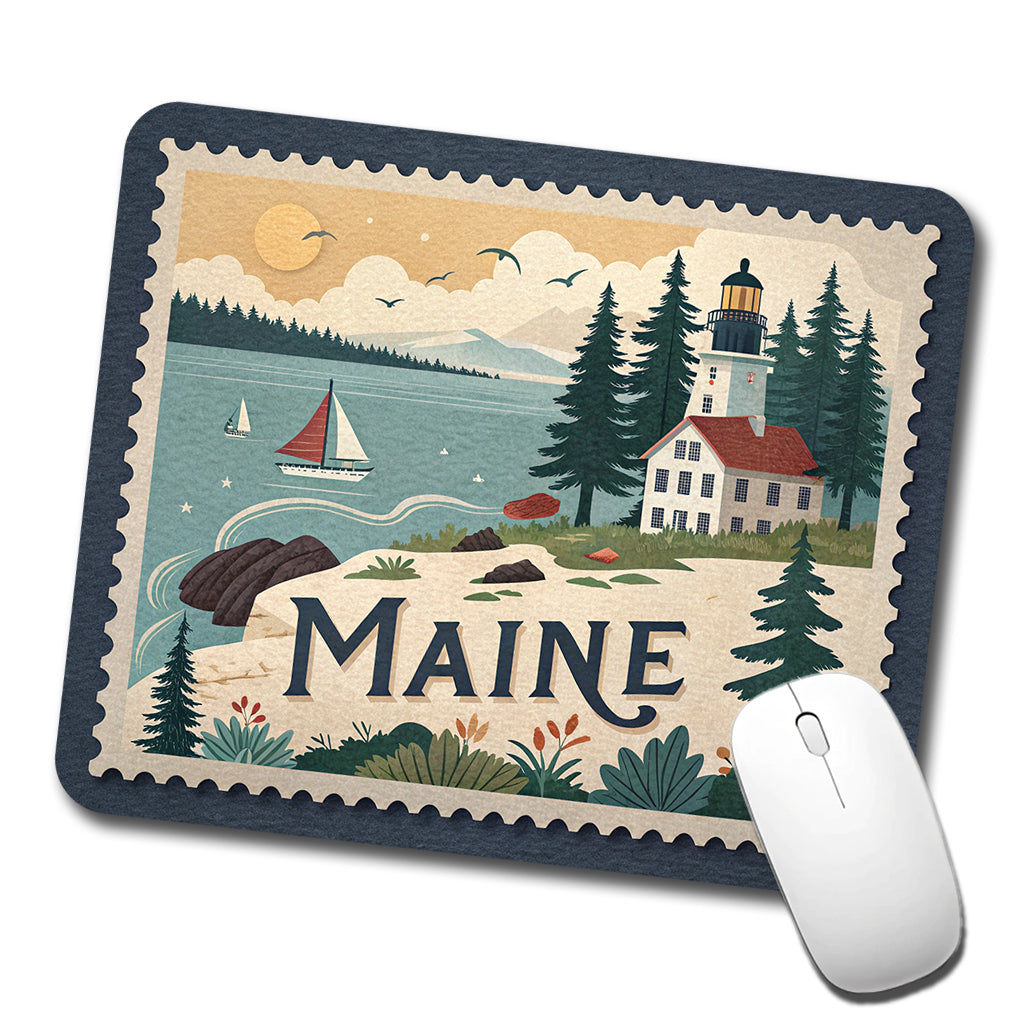 Maine ME Travel City State Stamp Low Profile Mouse Pad Mat