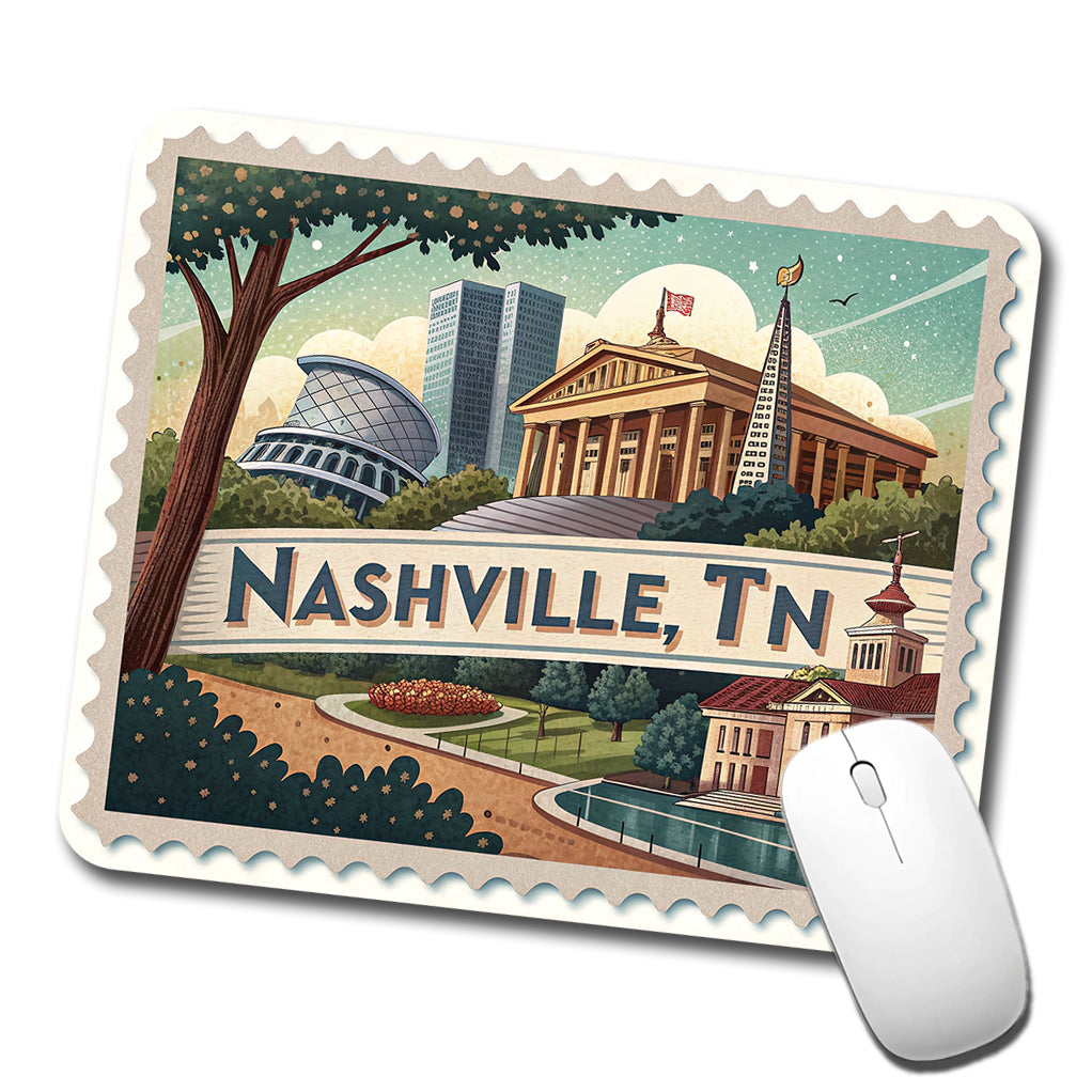 Nashville, Tennessee TN Travel City State Stamp Low Profile Mouse Pad Mat