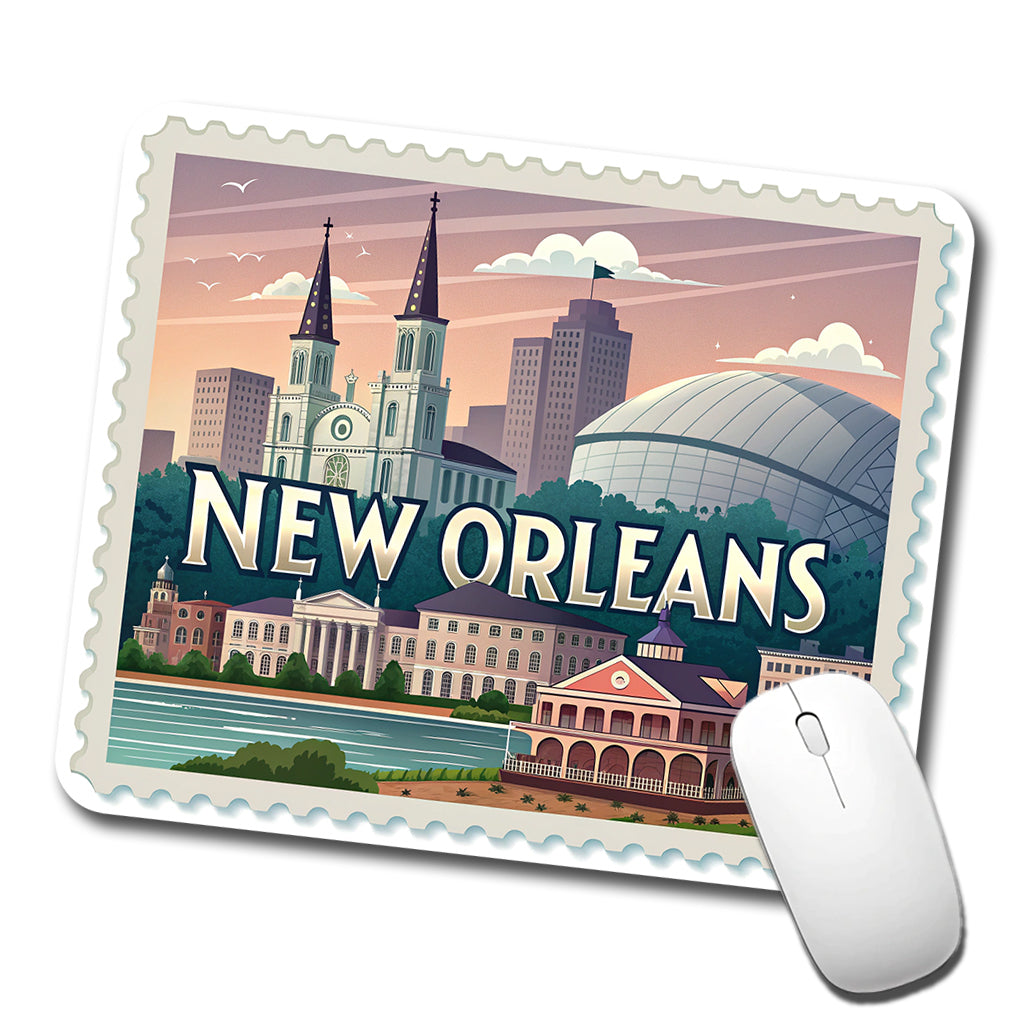 New Orleans, Louisiana LA Travel City State Stamp Low Profile Mouse Pad Mat