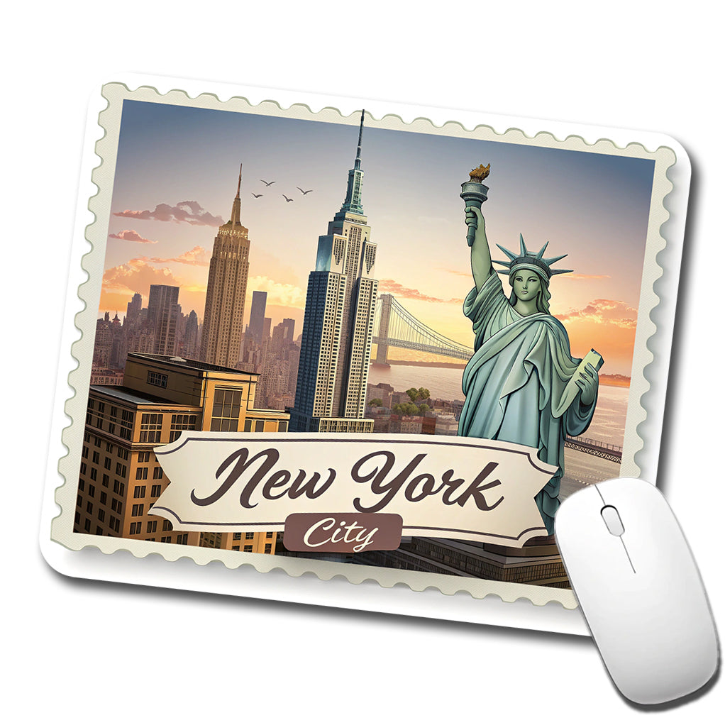 New York City NY Travel City State Stamp Low Profile Mouse Pad Mat