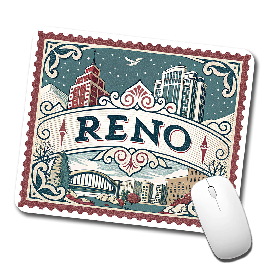 Reno, Nevada NV Travel City State Stamp Low Profile Mouse Pad Mat