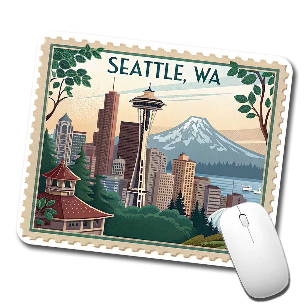 Seattle, Washington WA Travel City State Stamp Low Profile Mouse Pad Mat