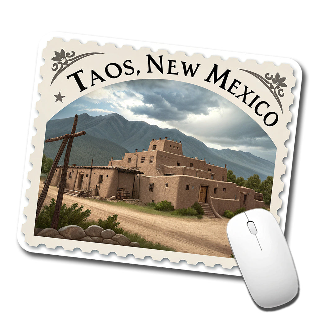 Taos, New Mexico NM Travel City State Stamp Low Profile Mouse Pad Mat