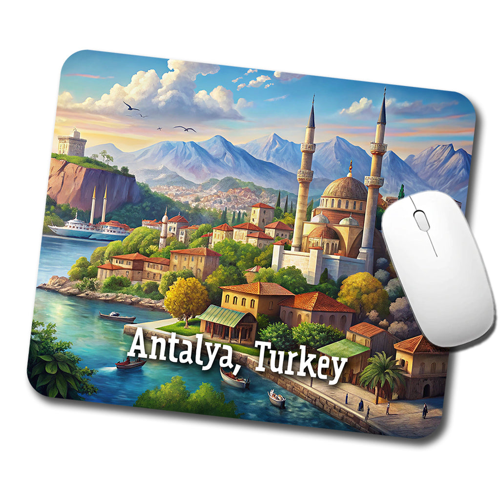 Antalya, Turkey Travel City Country Stamp Low Profile Mouse Pad Mat