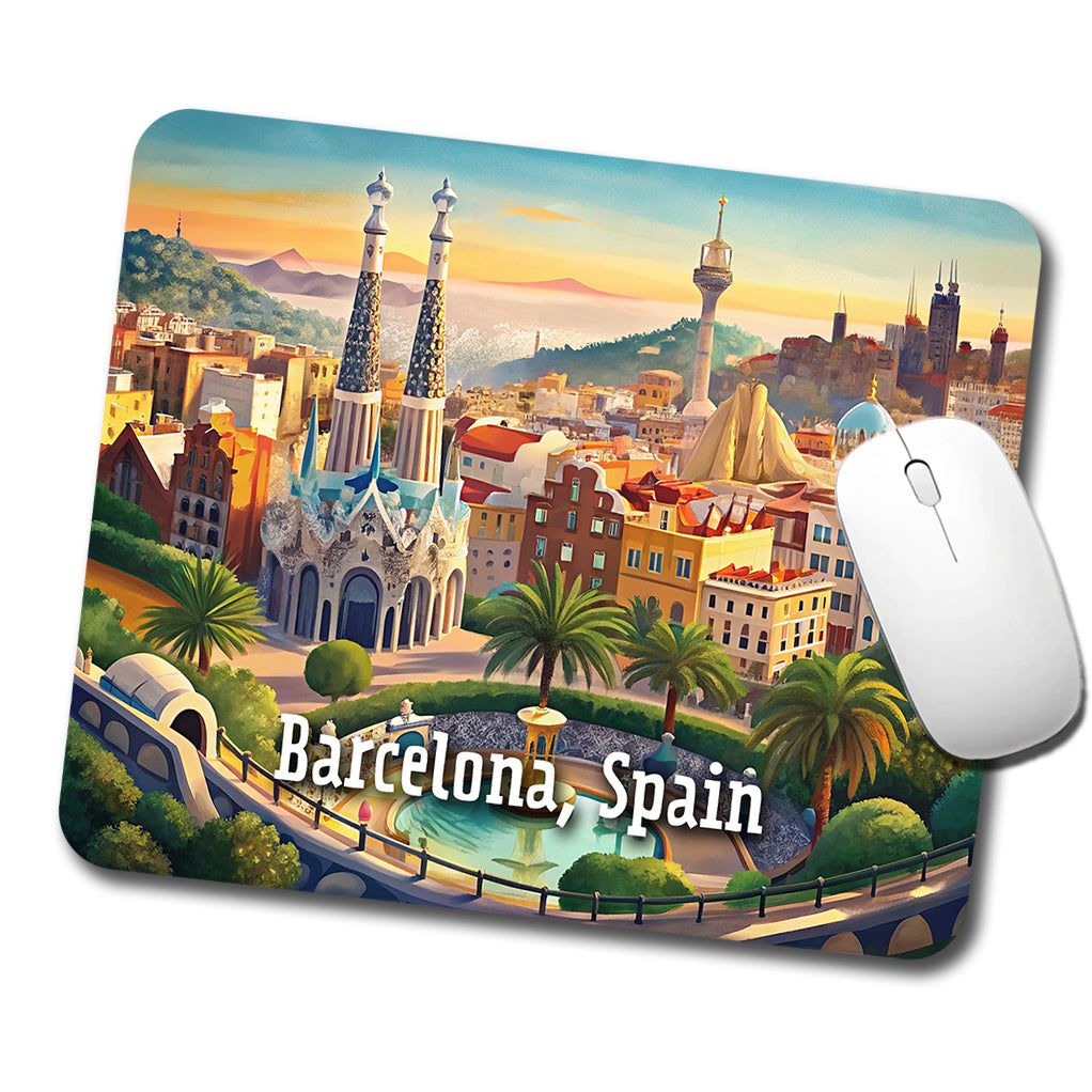 Barcelona, Spain Travel City Country Stamp Low Profile Mouse Pad Mat