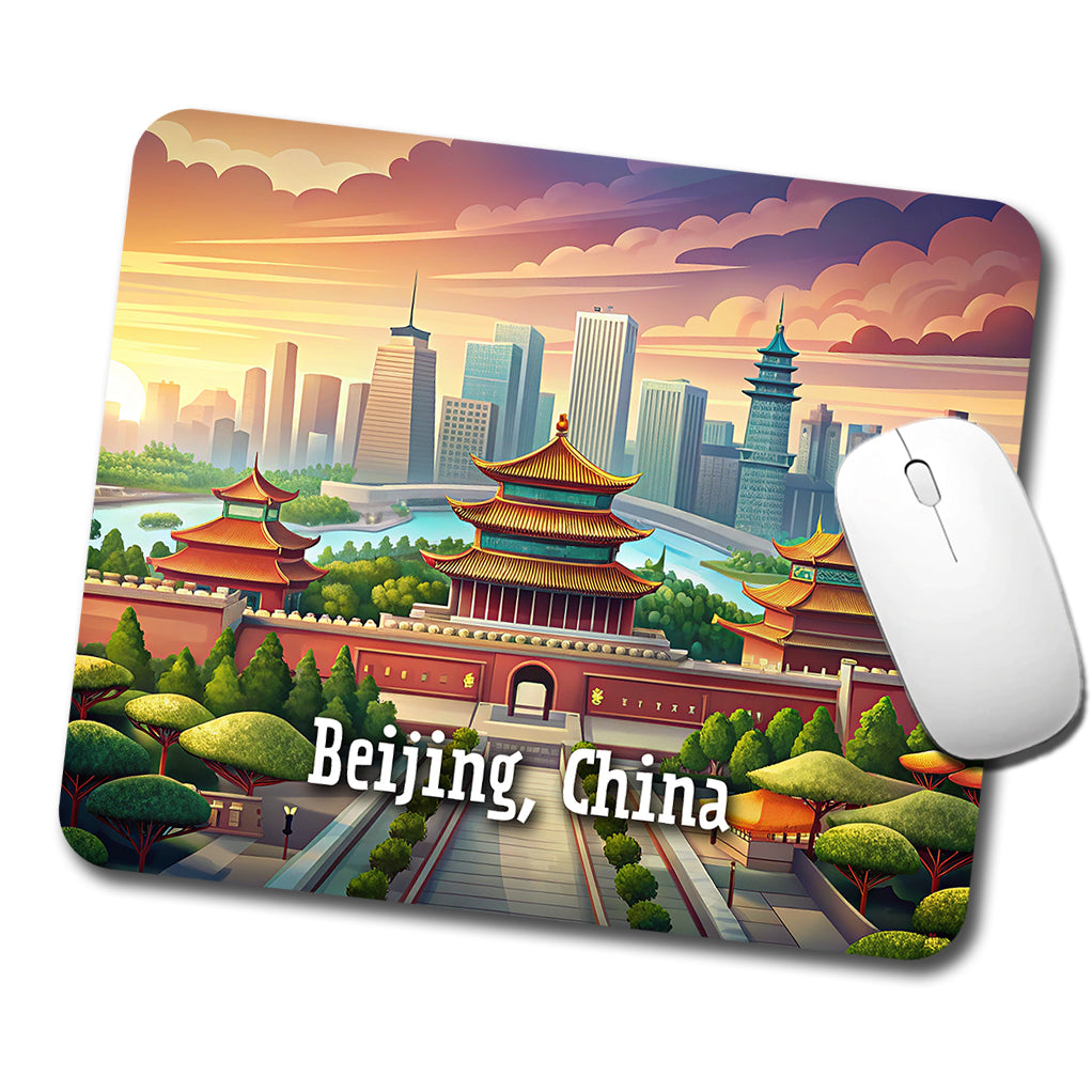 Beijing, China Travel City Country Stamp Low Profile Mouse Pad Mat