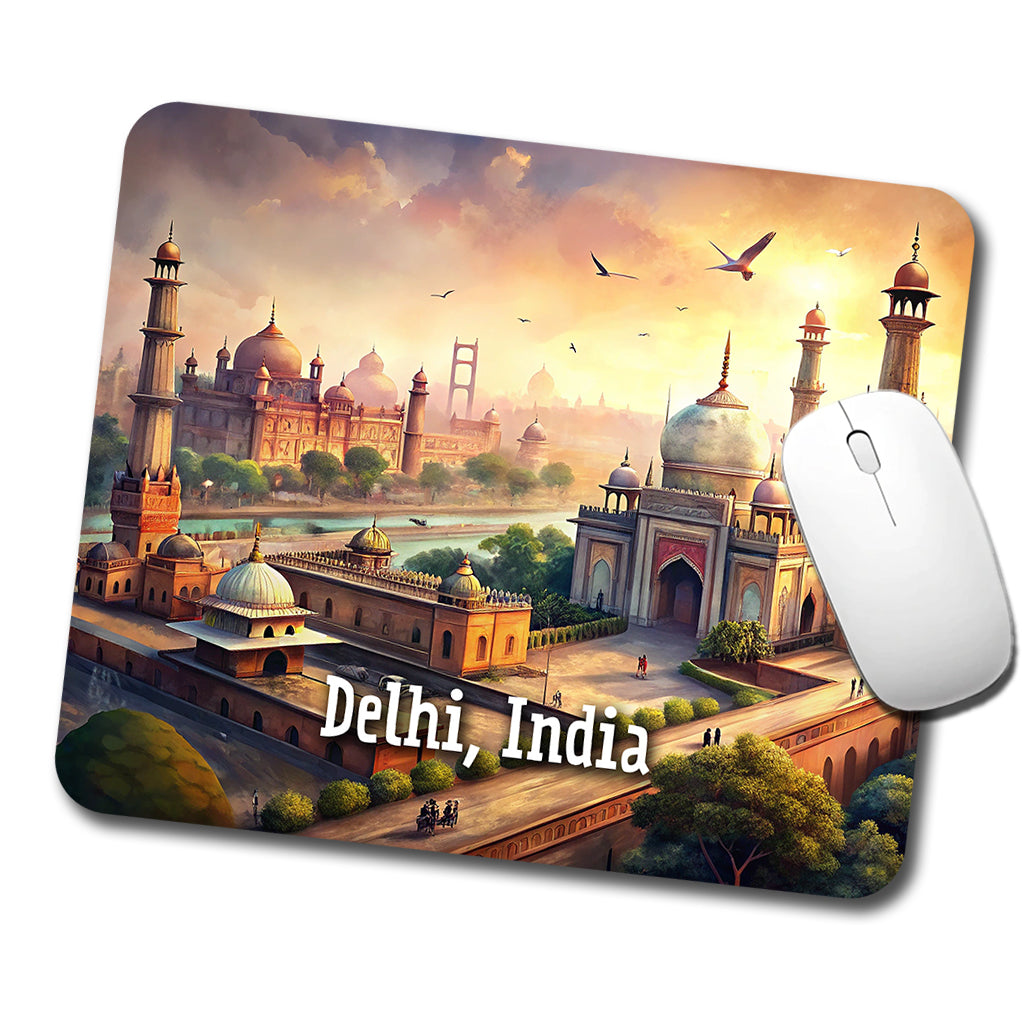 Delhi, India Travel City Country Stamp Low Profile Mouse Pad Mat