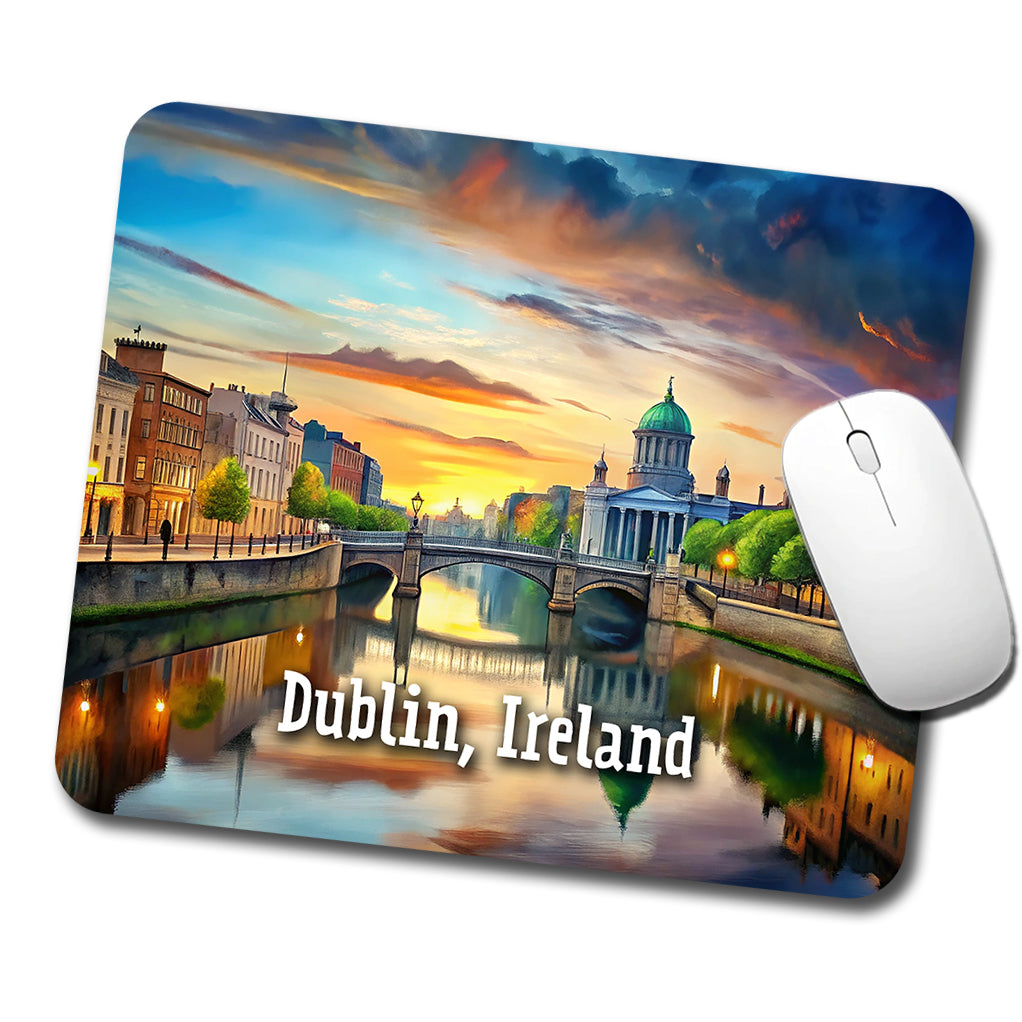 Dublin, Ireland Travel City Country Stamp Low Profile Mouse Pad Mat