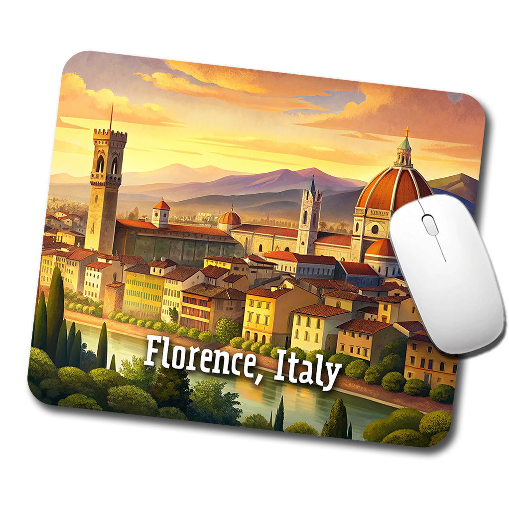 Florence, Italy Travel City Country Stamp Low Profile Mouse Pad Mat