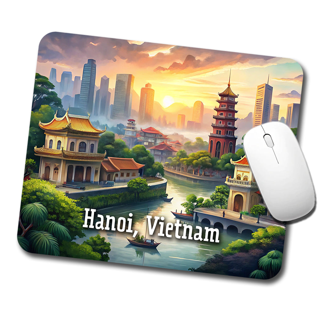 Hanoi, Vietnam Travel City Country Stamp Low Profile Mouse Pad Mat