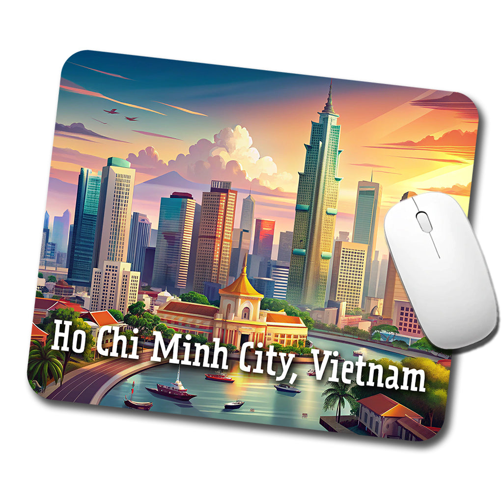 Ho Chi Minh City, Vietnam Travel City Country Stamp Low Profile Mouse Pad Mat
