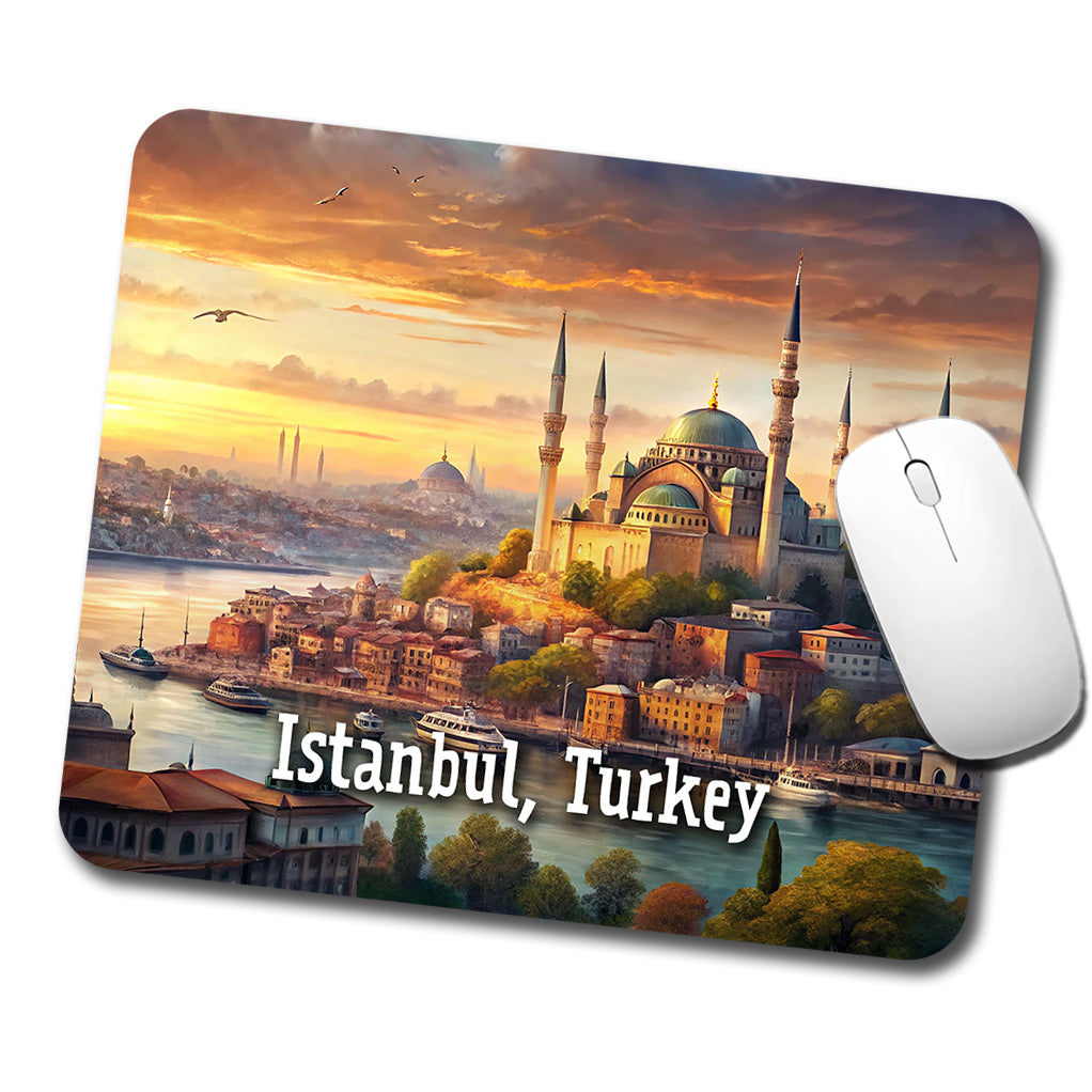 Istanbul, Turkey Travel City Country Stamp Low Profile Mouse Pad Mat