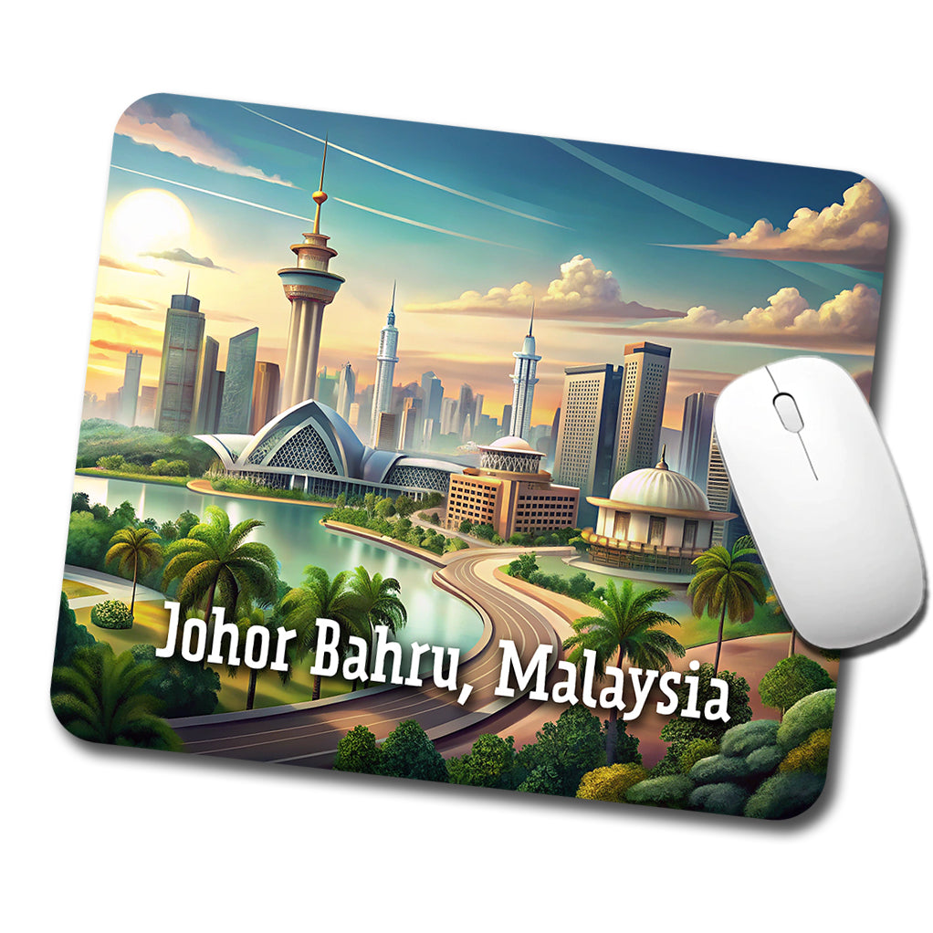 Johor Bahru, Malaysia Travel City Country Stamp Low Profile Mouse Pad Mat