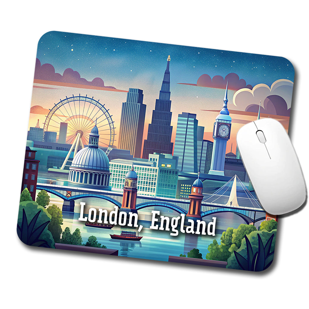 London, England Travel City Country Stamp Low Profile Mouse Pad Mat
