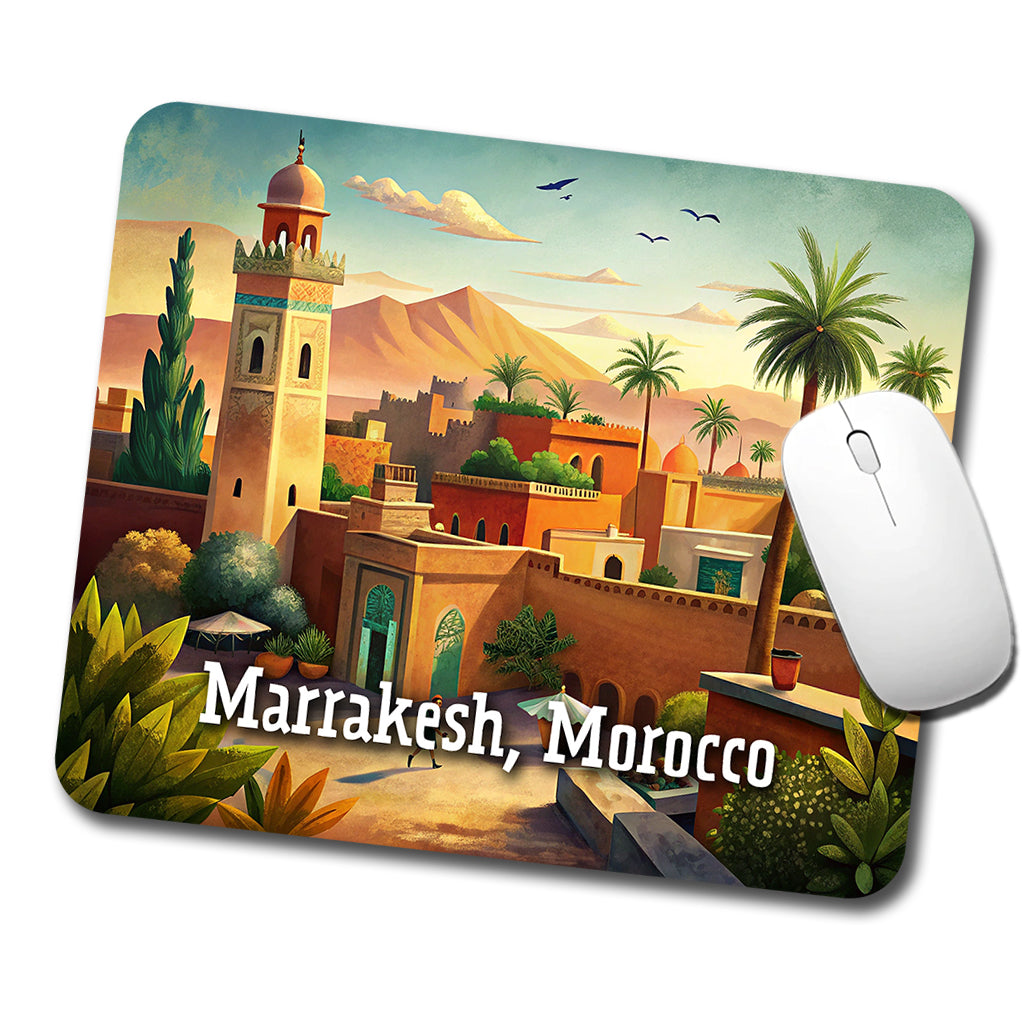 Marrakesh, Morocco Travel City Country Stamp Low Profile Mouse Pad Mat