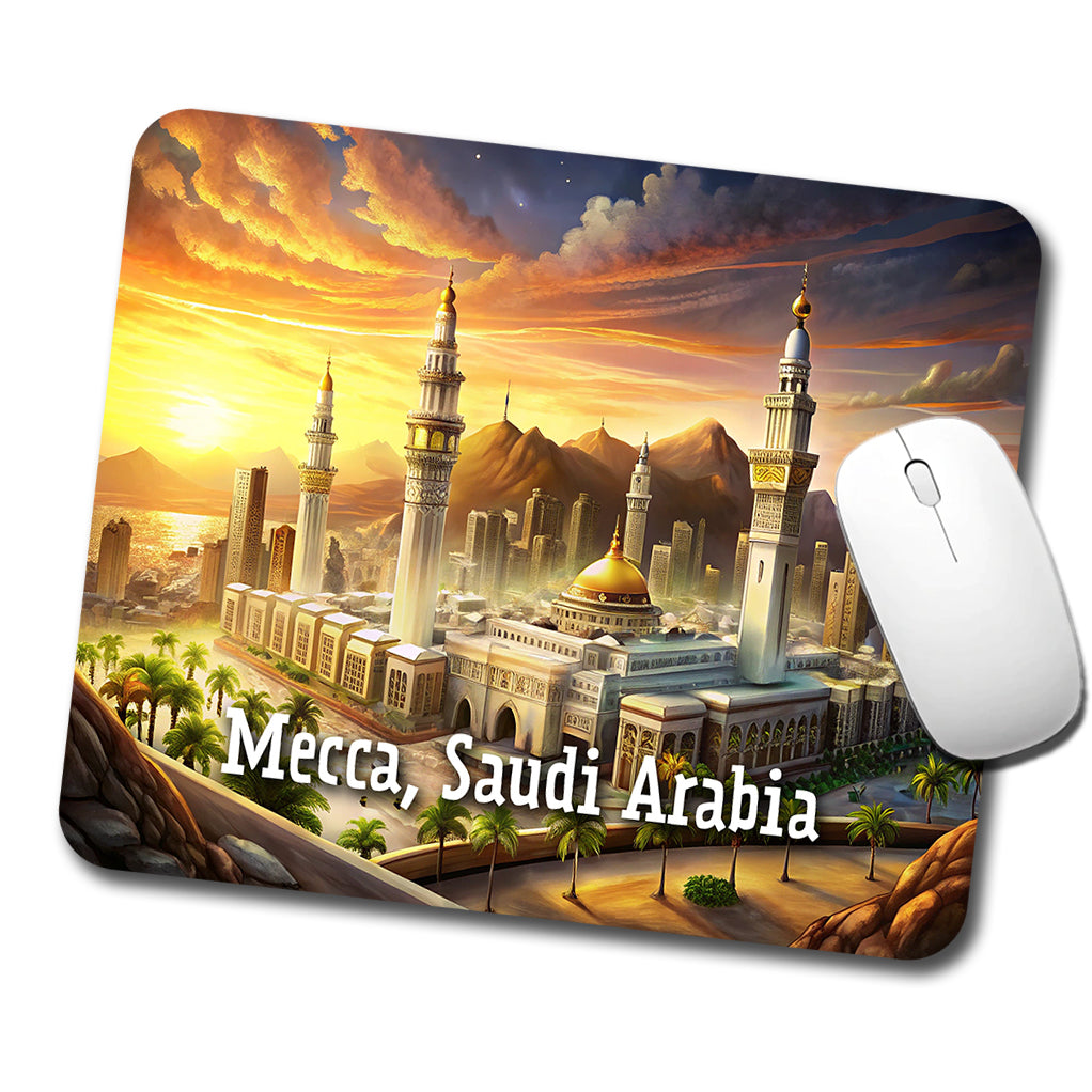 Mecca, Saudi Arabia Travel City Country Stamp Low Profile Mouse Pad Mat