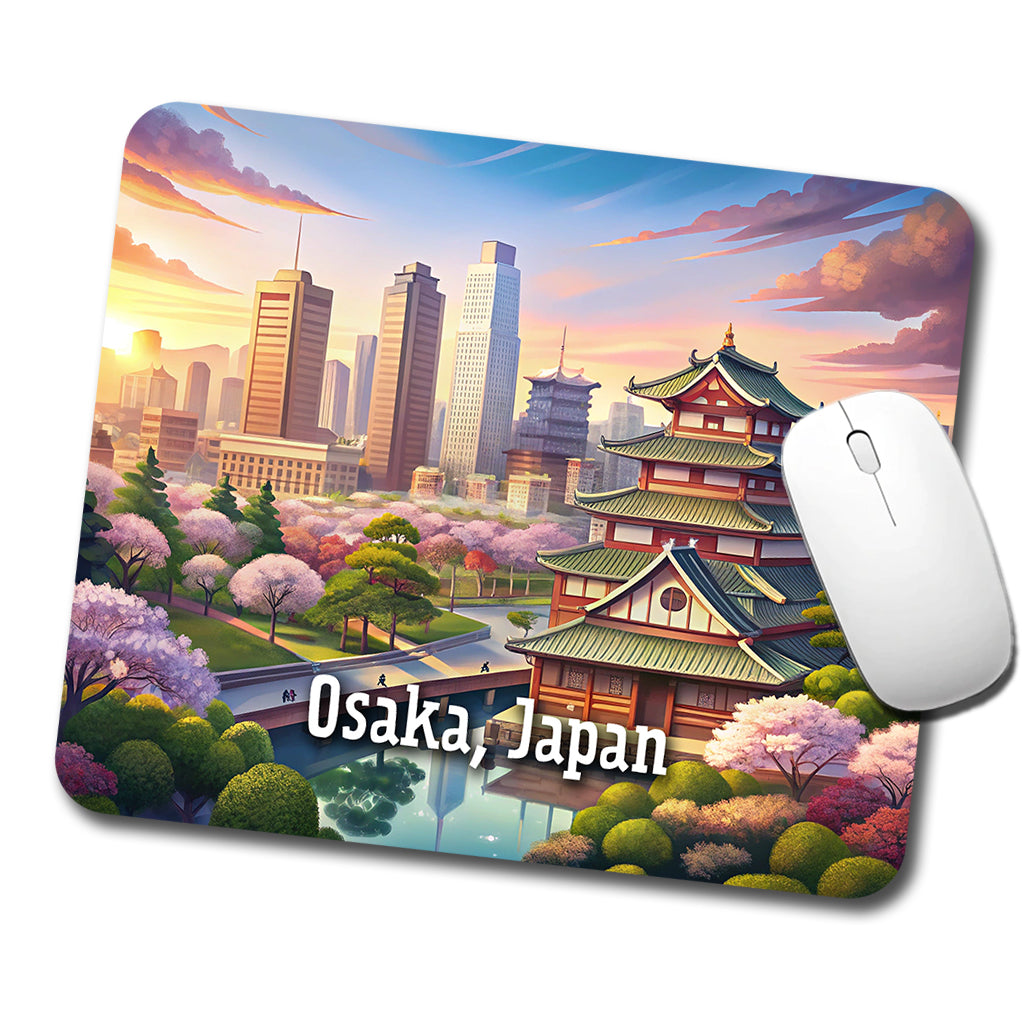 Osaka, Japan Travel City Country Stamp Low Profile Mouse Pad Mat