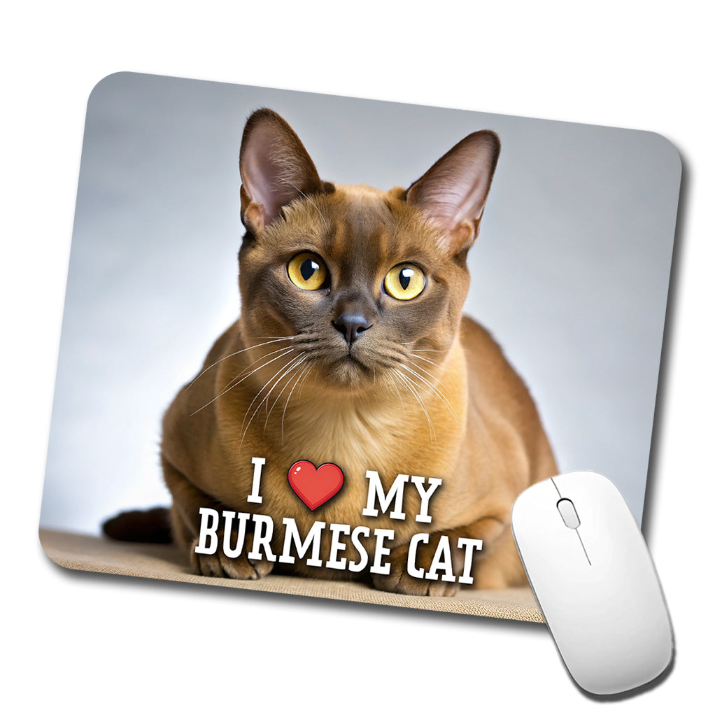 I Love My Burmese Cat Heart Low Profile Mouse Pad Mat