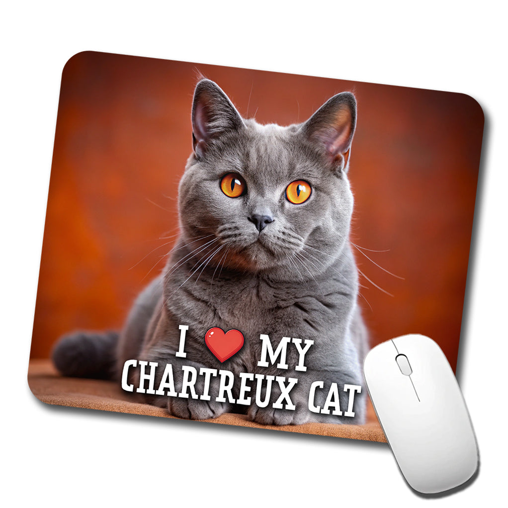 I Love My Chartreux Cat Heart Low Profile Mouse Pad Mat