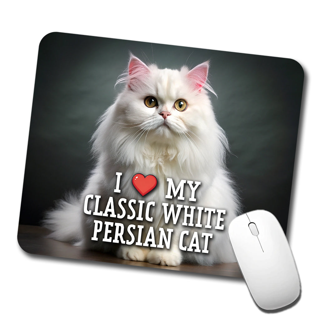 I Love My Classic White Persian Cat Heart Low Profile Mouse Pad Mat