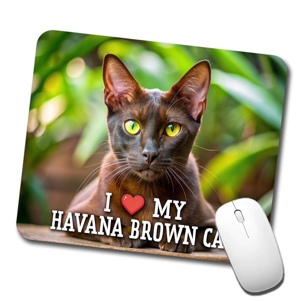 I Love My Havana Brown Cat Heart Low Profile Mouse Pad Mat