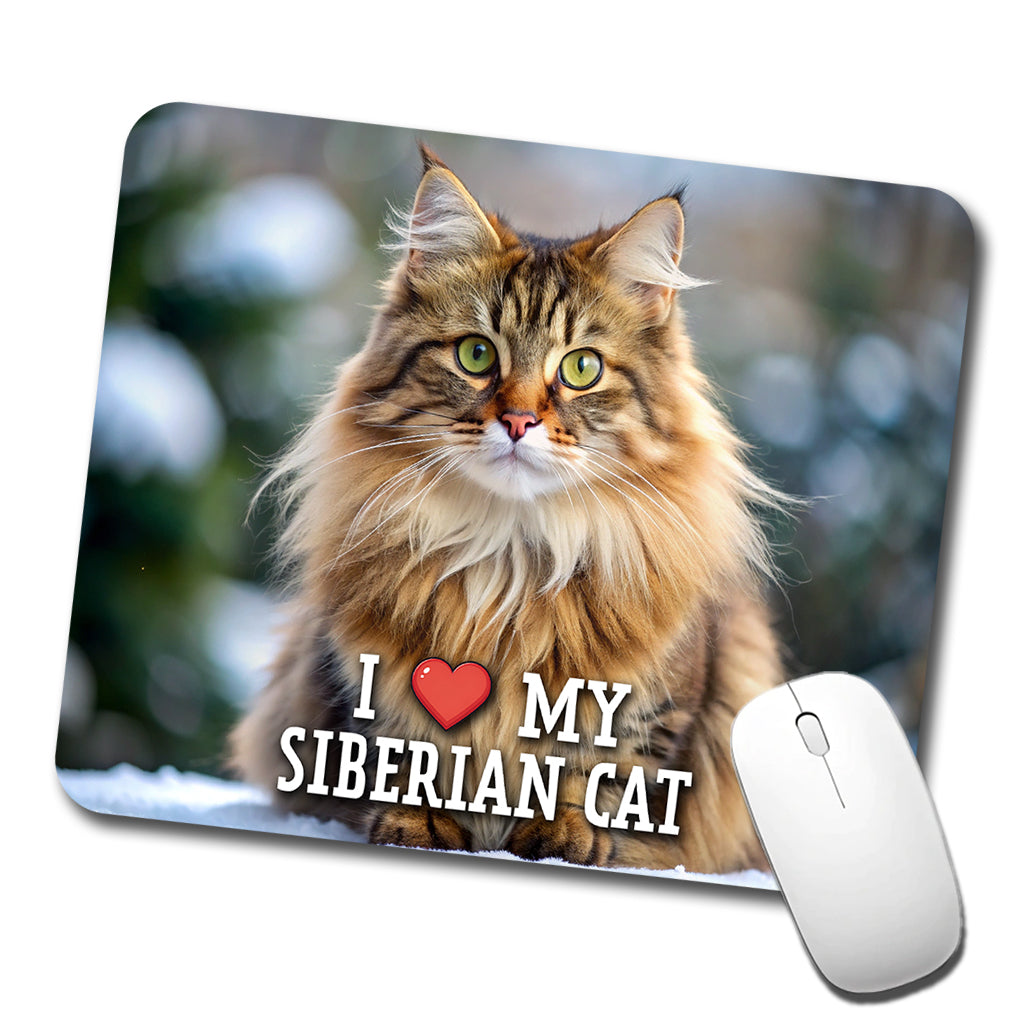 I Love My Siberian Cat Heart Low Profile Mouse Pad Mat