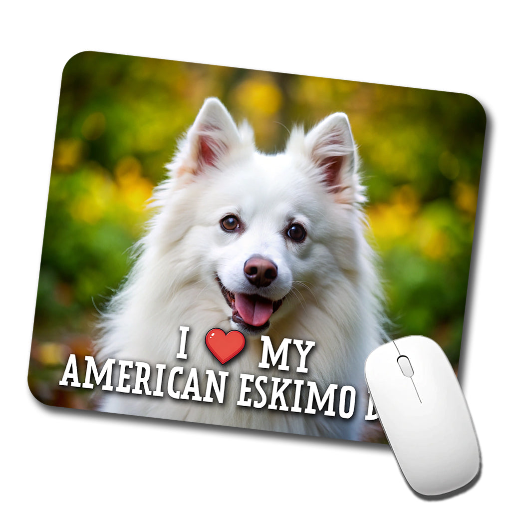 I Love My American Eskimo Dog Heart Low Profile Mouse Pad Mat