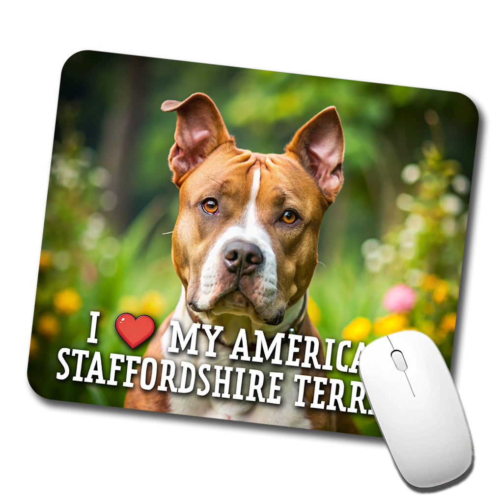 I Love My American Staffordshire Terrier Dog Heart Low Profile Mouse Pad Mat