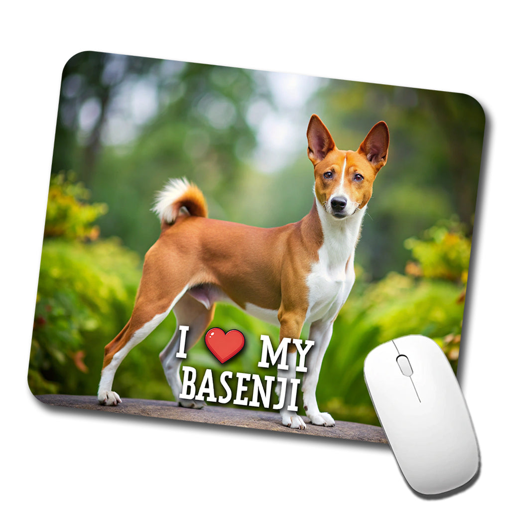 I Love My Basenji Dog Heart Low Profile Mouse Pad Mat