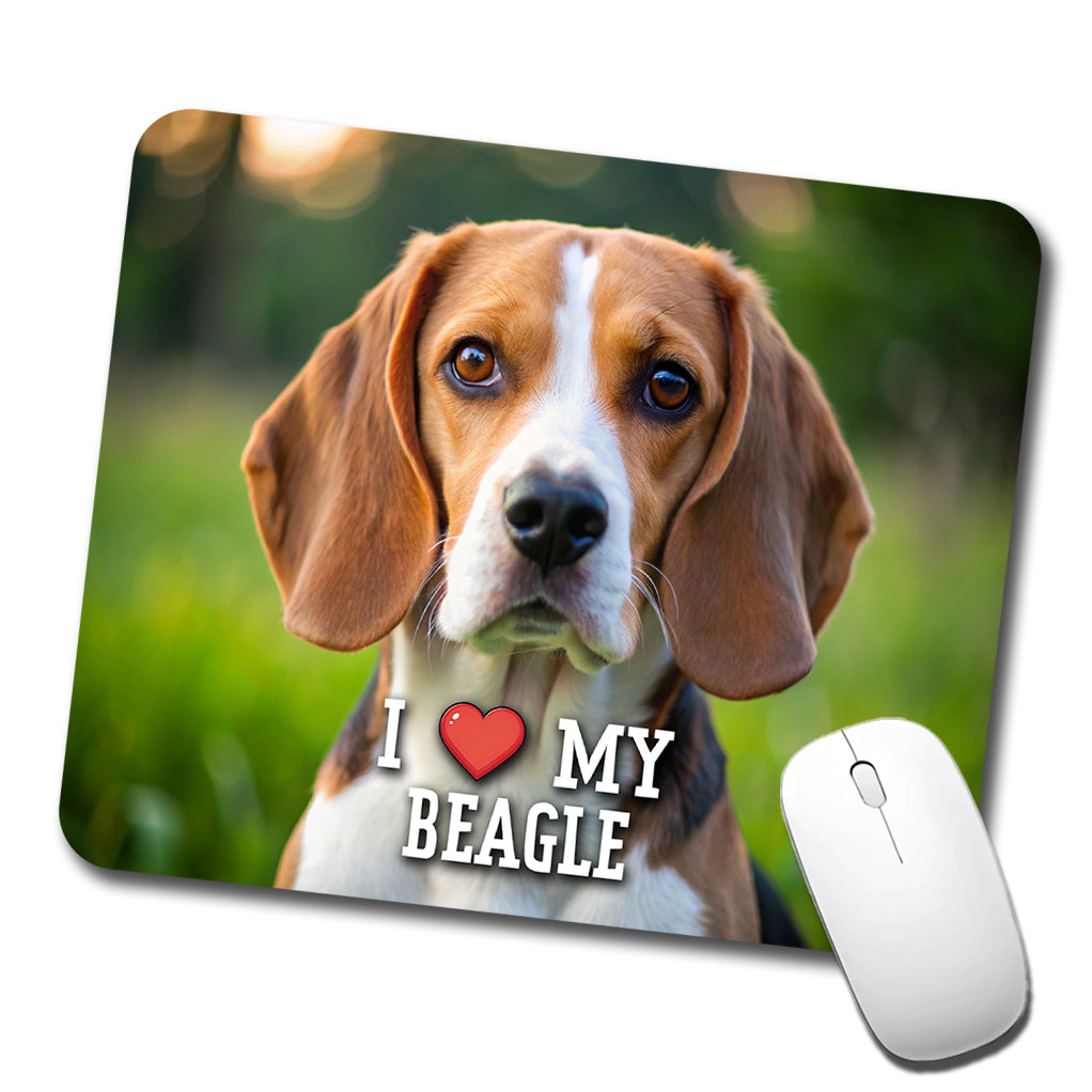 I Love My Beagle Dog Heart Low Profile Mouse Pad Mat