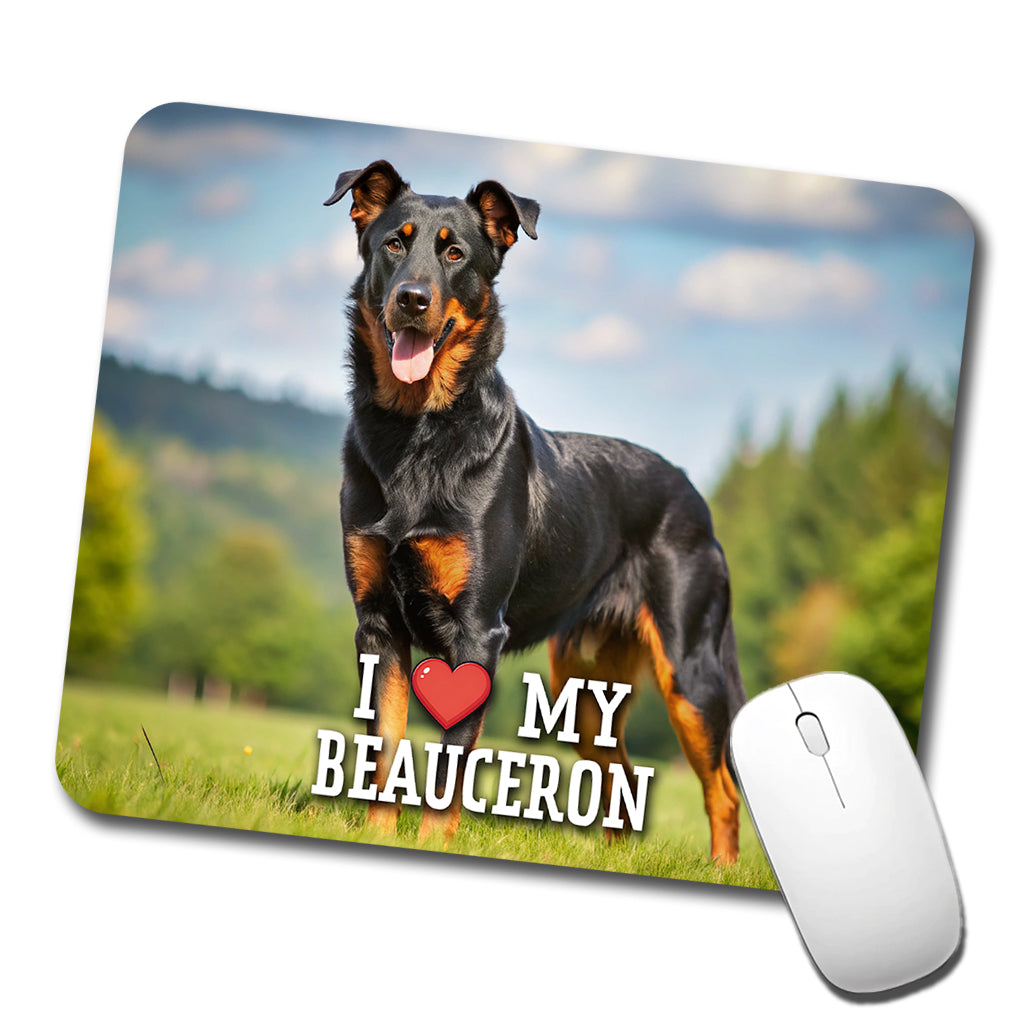I Love My Beauceron Dog Heart Low Profile Mouse Pad Mat