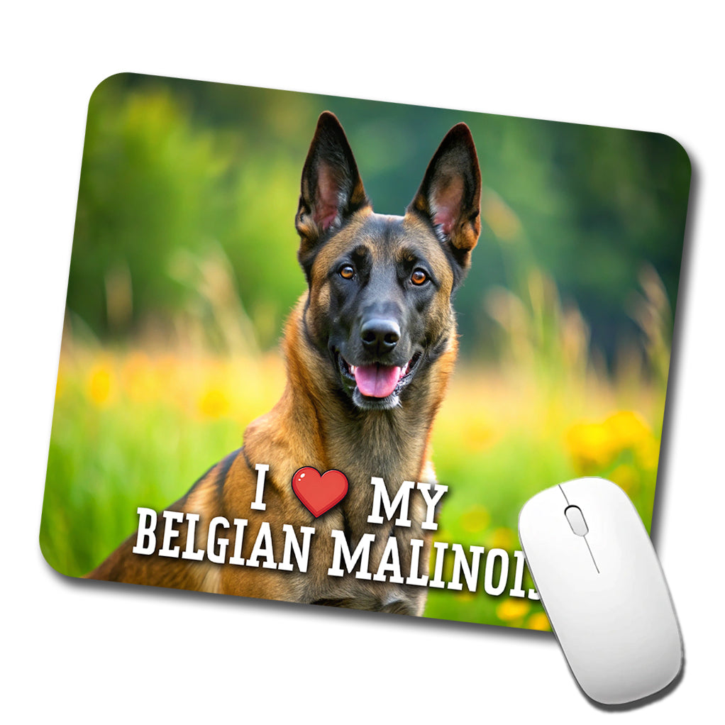 I Love My Belgian Malinois Dog Heart Low Profile Mouse Pad Mat