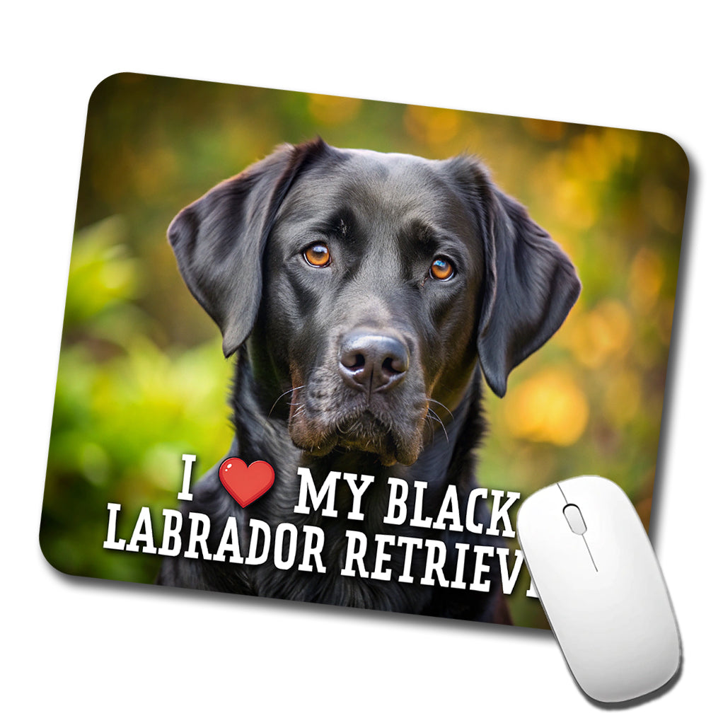 I Love My Black Labrador Retriever Dog Heart Low Profile Mouse Pad Mat